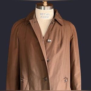 Vintage 70’s Brown Aquascutum Aqua 5 Trench Coat w/ club check lining